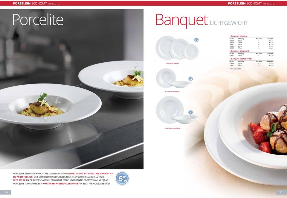 Banquet pastaborden 174930 30 cm 6 8,14 174925 25 cm 6 6,05 * Hot-seller 2013 2. Banquet soepbord 3.
