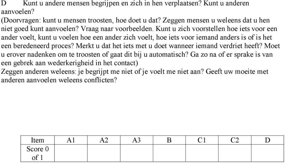 Kunt u zich voorstellen hoe iets voor een ander voelt, kunt u voelen hoe een ander zich voelt, hoe iets voor iemand anders is of is het een beredeneerd proces?