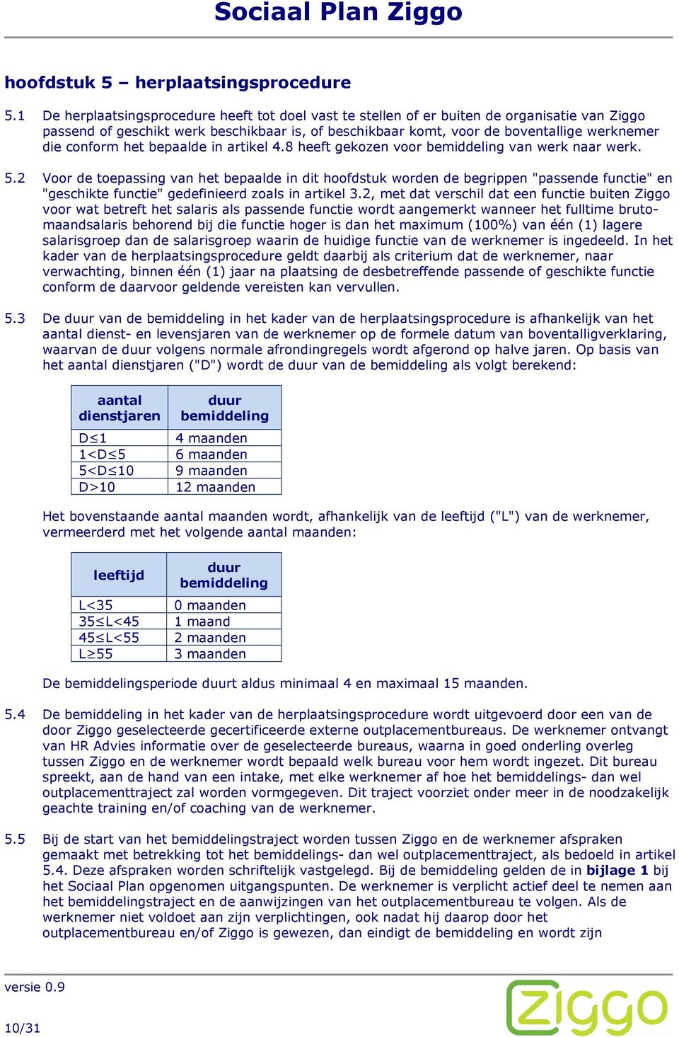 conform het bepaalde in artikel 4.8 heeft gekozen voor bemiddeling van werk naar werk. 5.