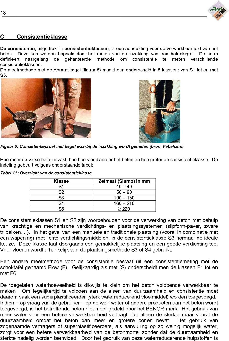 De meetmethode met de Abramskegel (figuur 5) maakt een onderscheid in 5 klassen: van S1 tot en met S5.