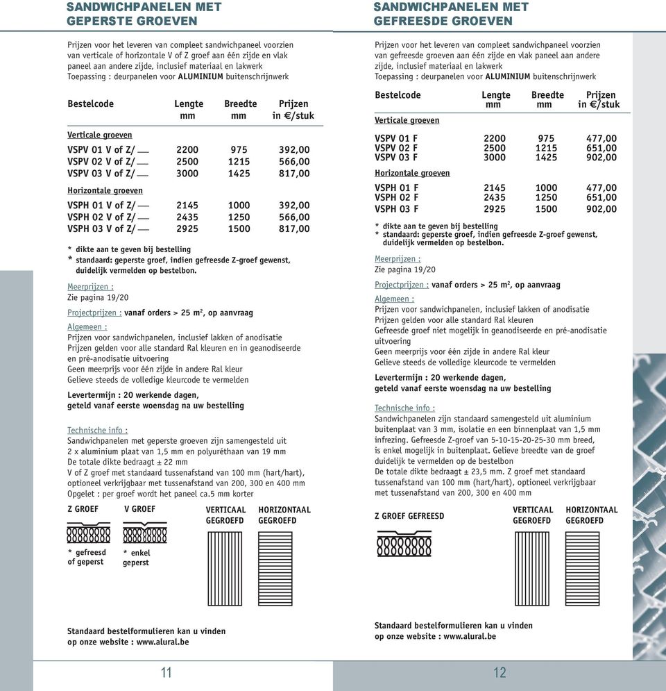 1215 566,00 VSPV 03 V of Z/ 3000 1425 817,00 Horizontale groeven VSPH 01 V of Z/ 2145 1000 392,00 VSPH 02 V of Z/ 2435 1250 566,00 VSPH 03 V of Z/ 2925 1500 817,00 * dikte aan te geven bij bestelling