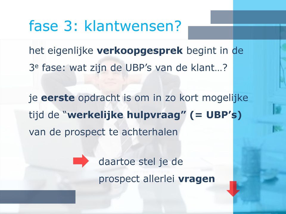 UBP s van de klant?