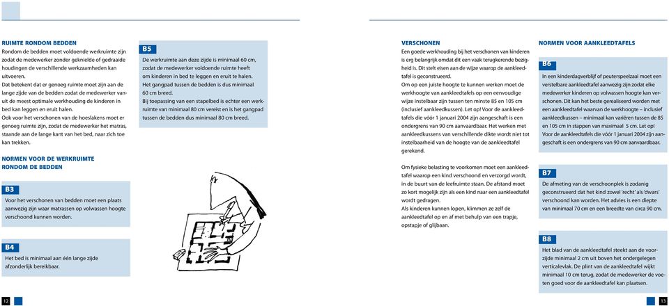 terugkerende bezigheid is. Dit stelt eisen aan de wijze waarop de aankleed- B6 uitvoeren. om kinderen in bed te leggen en eruit te halen. tafel is geconstrueerd.