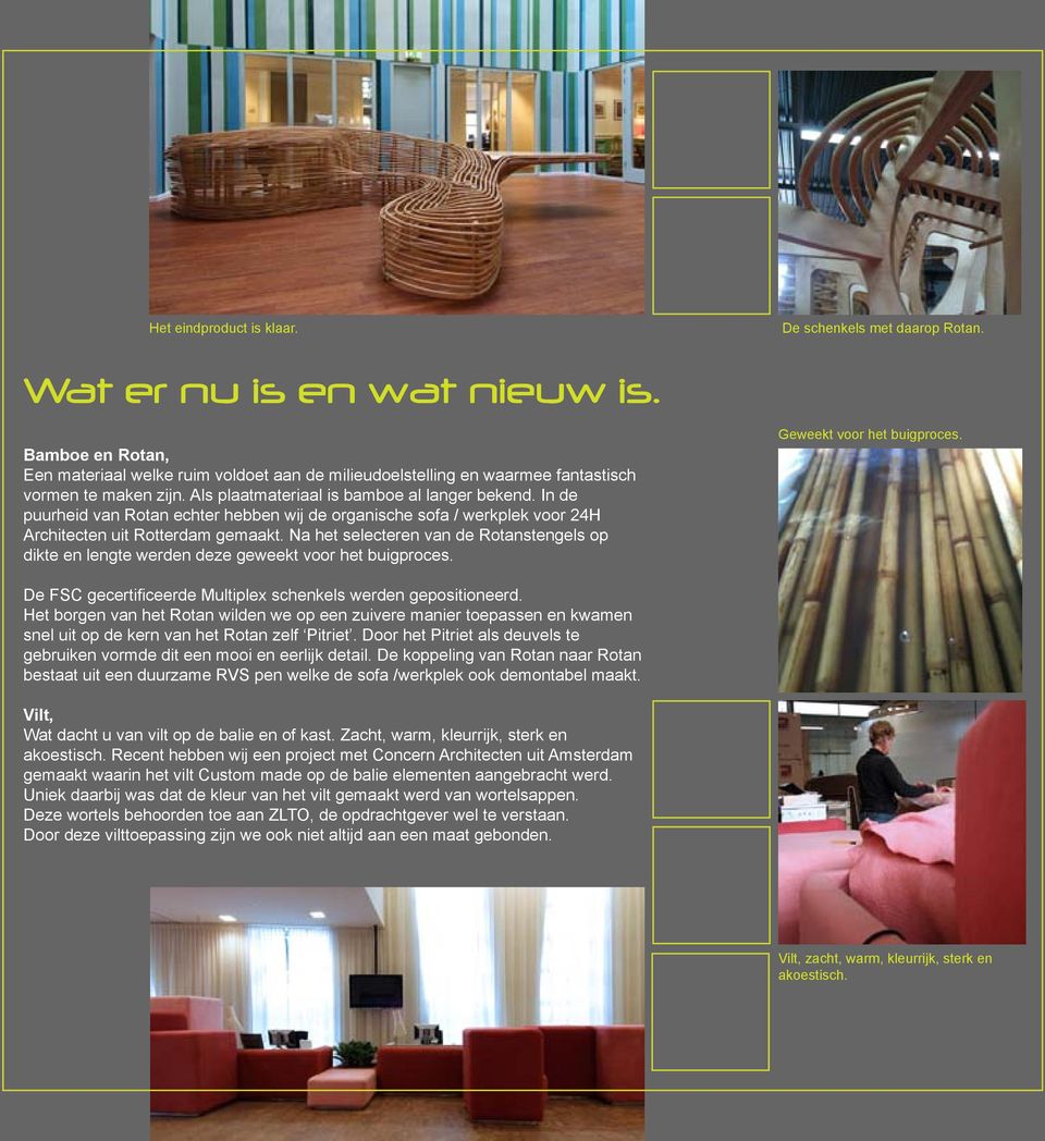 In de puurheid van Rotan echter hebben wij de organische sofa / werkplek voor 24H Architecten uit Rotterdam gemaakt.
