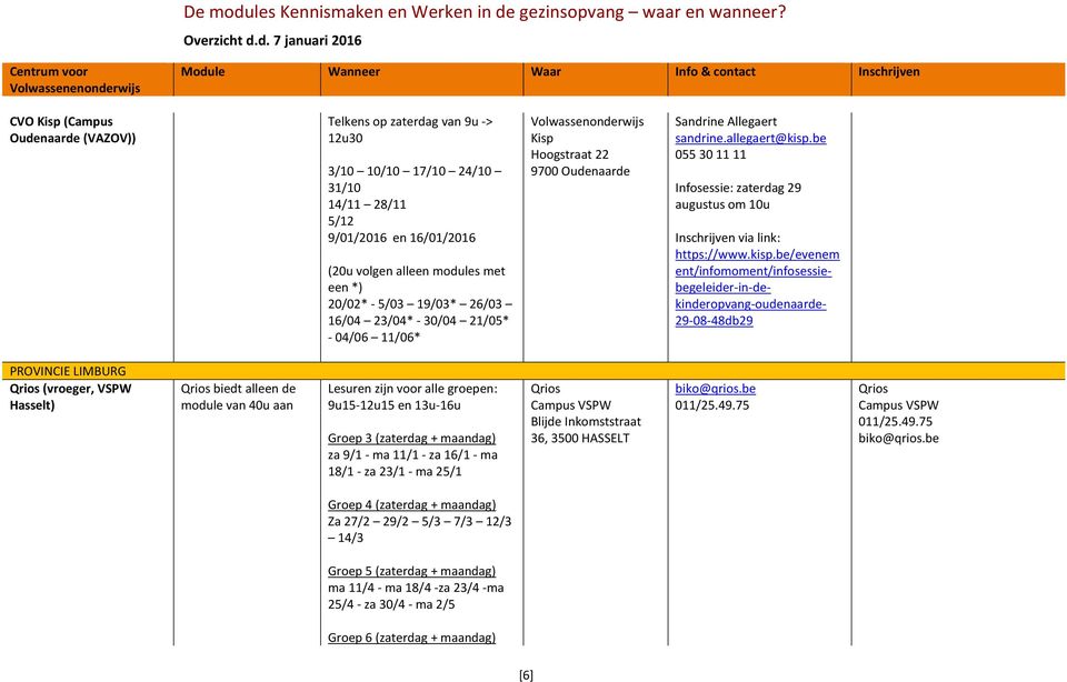 be 055 30 11 11 Infosessie: zaterdag 29 augustus om 10u Inschrijven via link: https://www.kisp.