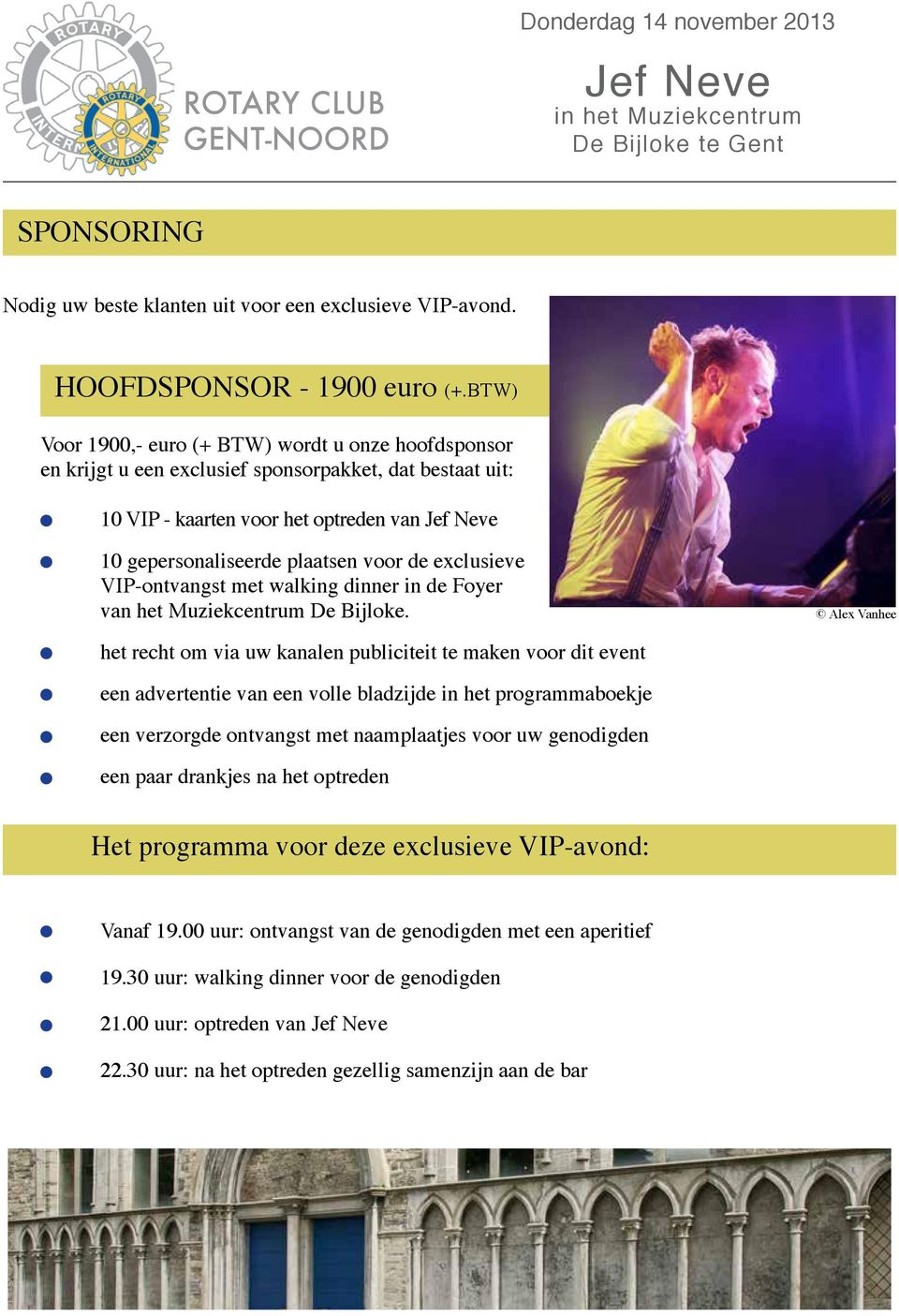 exclusieve VIP-ontvangst met walking dinner in de Foyer van het Muziekcentrum De Bijloke.