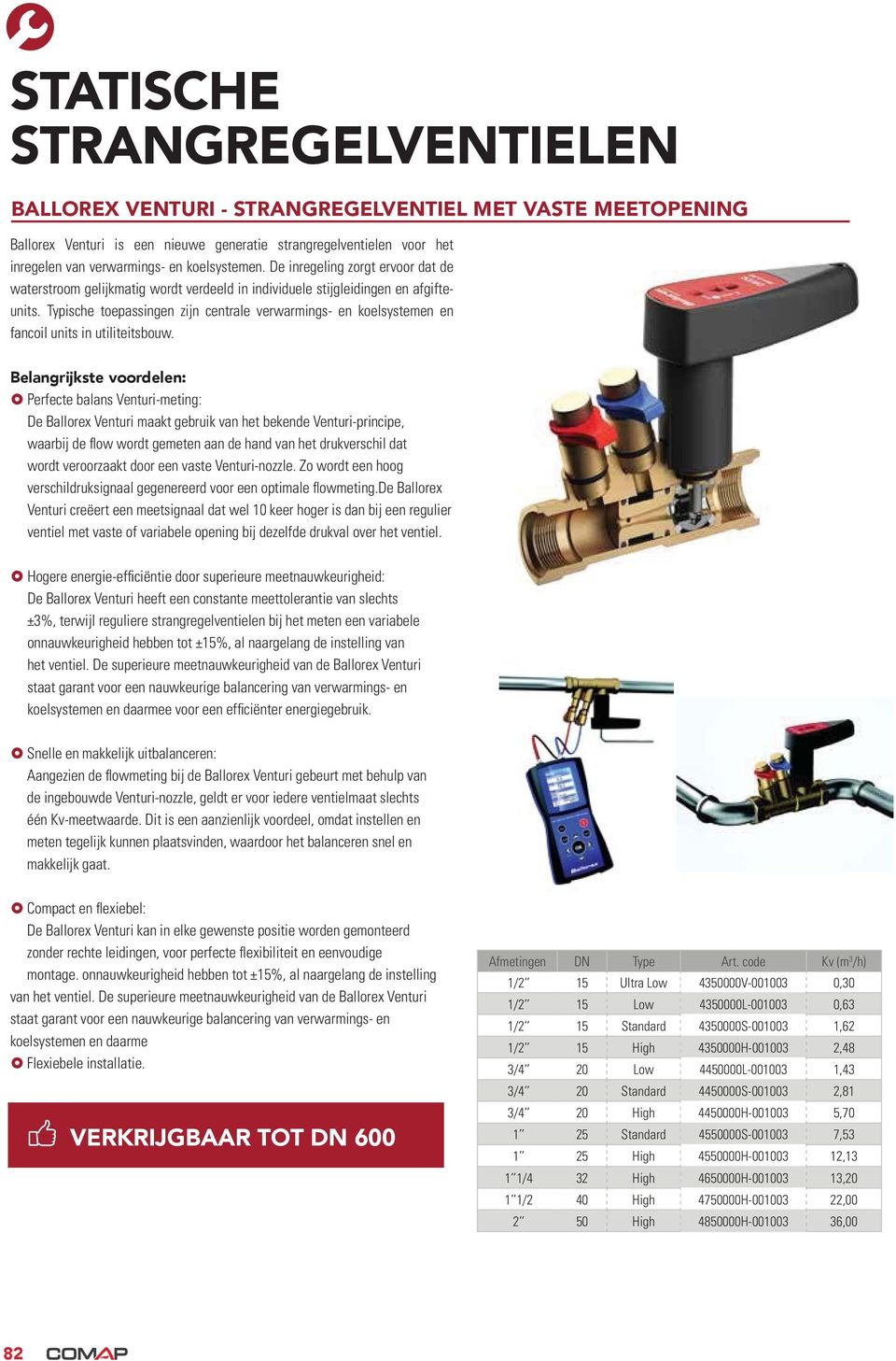 Typische toepassingen zijn centrale verwarmings- en koelsystemen en fancoil units in utiliteitsbouw.