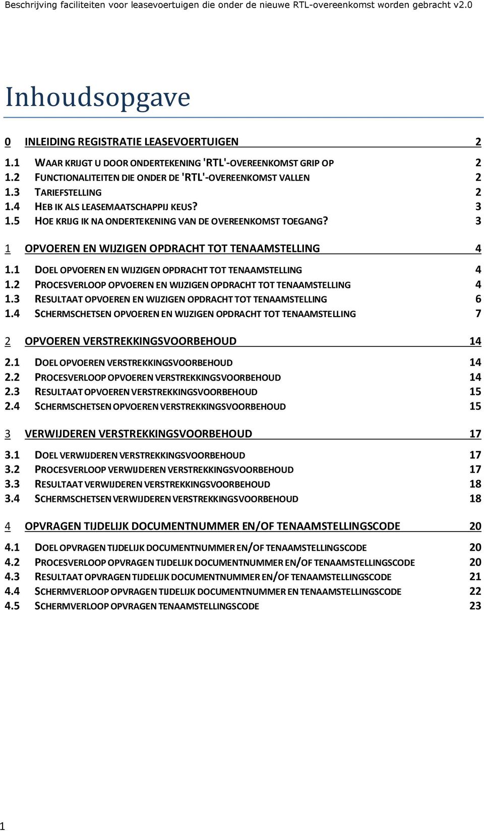 1 DOEL OPVOEREN EN WIJZIGEN OPDRACHT TOT TENAAMSTELLING 4 1.2 PROCESVERLOOP OPVOEREN EN WIJZIGEN OPDRACHT TOT TENAAMSTELLING 4 1.3 RESULTAAT OPVOEREN EN WIJZIGEN OPDRACHT TOT TENAAMSTELLING 6 1.