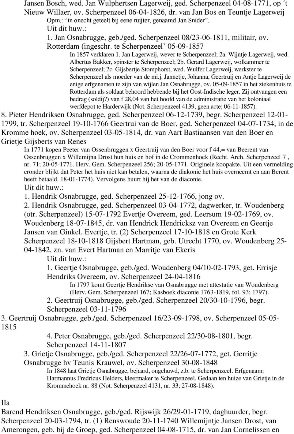 Jan Lagerweij, wever te Scherpenzeel; 2a. Wijntje Lagerweij, wed. Albertus Bakker, spinster te Scherpenzeel; 2b. Gerard Lagerweij, wolkammer te Scherpenzeel; 2c. Gijsbertje Stomphorst, wed.