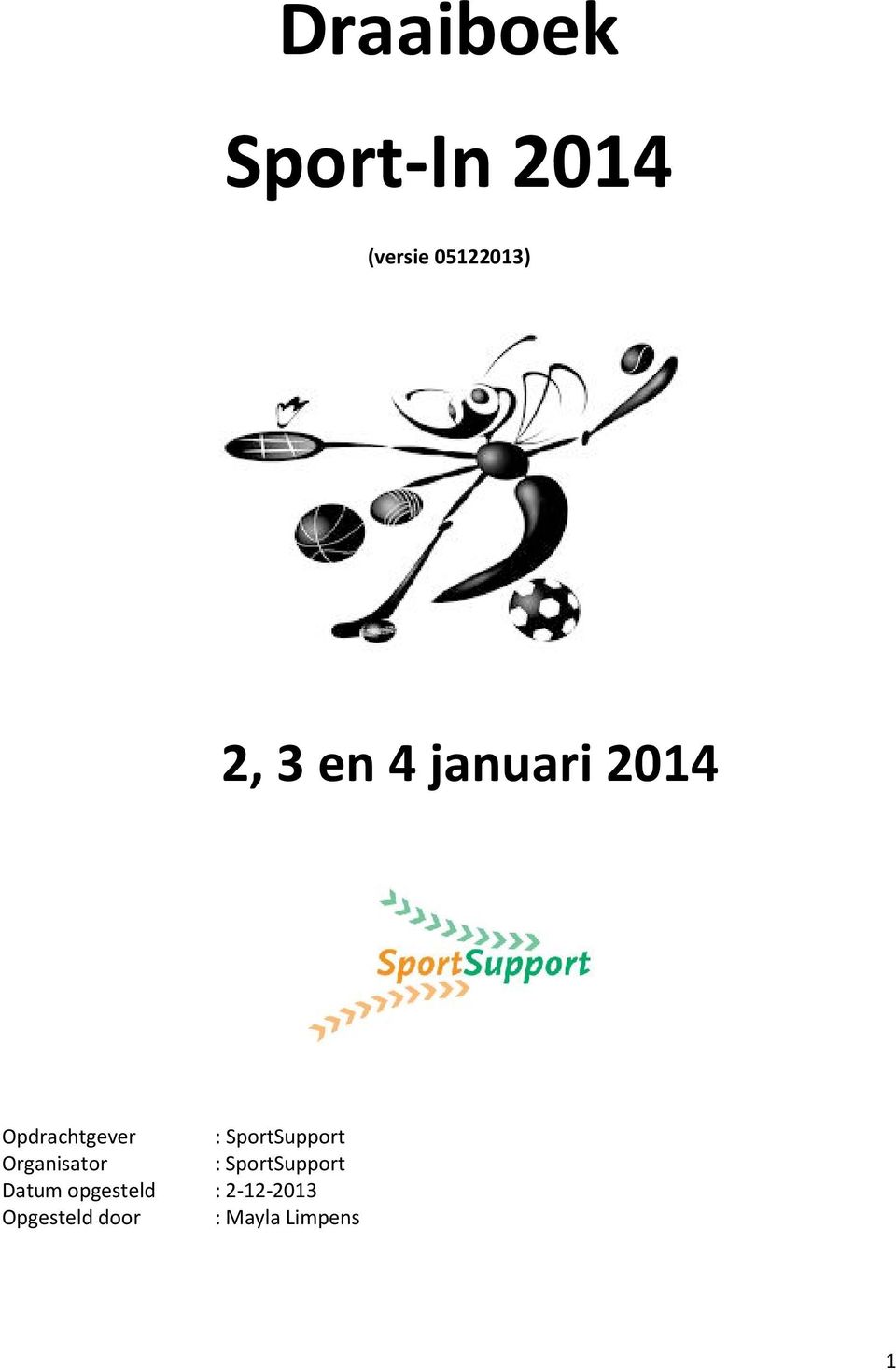 SportSupport Organisator : SportSupport Datum