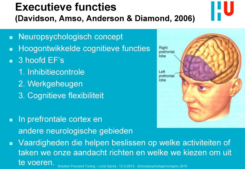 Cognitieve flexibiliteit In prefrontale cortex en andere neurologische gebieden Vaardigheden die
