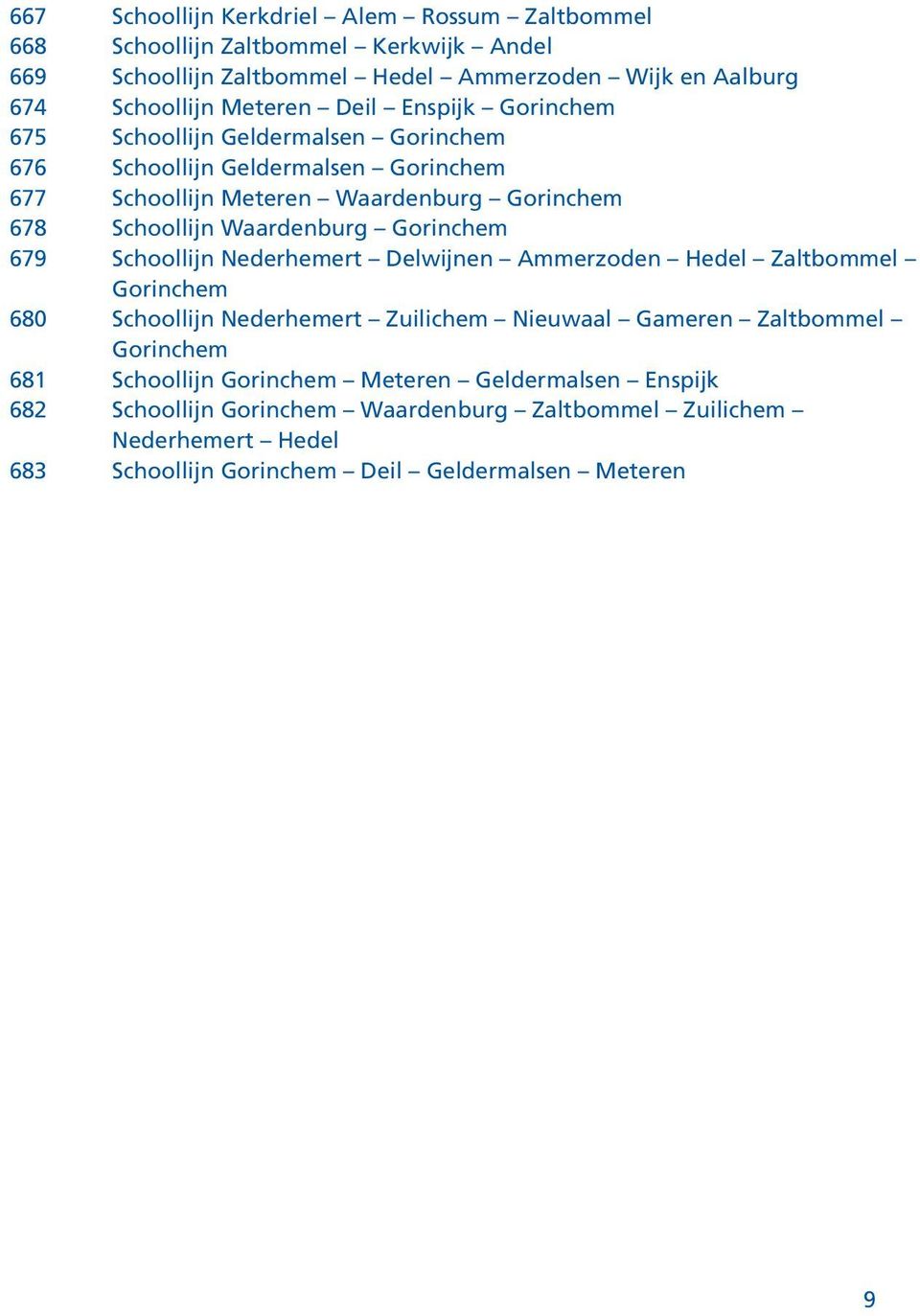 Gorinchem 679 Schoollijn Nederhemert Delwijnen Ammerzoden Hedel Zaltbommel Gorinchem 680 Schoollijn Nederhemert Zuilichem Nieuwaal Gameren Zaltbommel Gorinchem 681