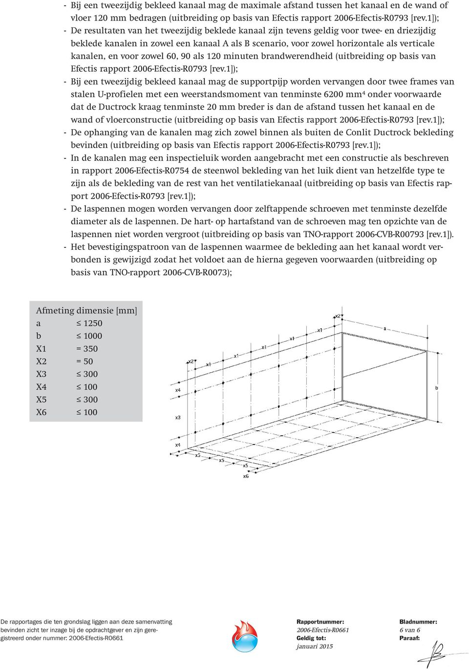 en voor zowel 60, 90 als 120 minuten brandwerendheid (uitbreiding op basis van Efectis rapport 2006-Efectis-R0793 [rev.