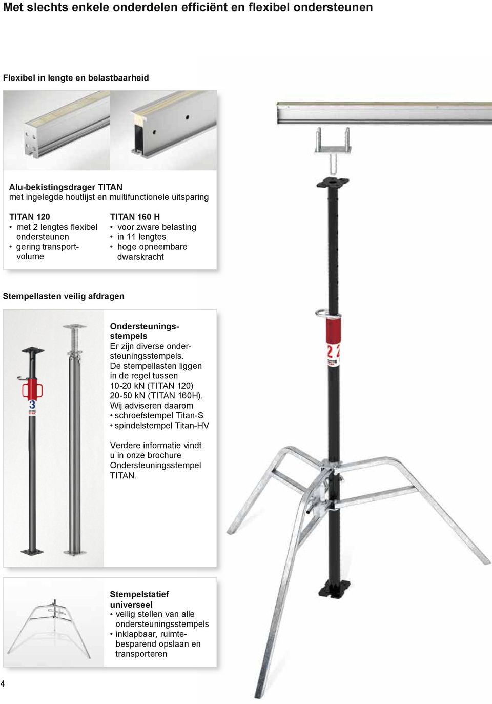 zijn diverse ondersteuningsstempels. De stempellasten liggen in de regel tussen 10-20 kn (TITAN 120) 20-50 kn (TITAN 160H).