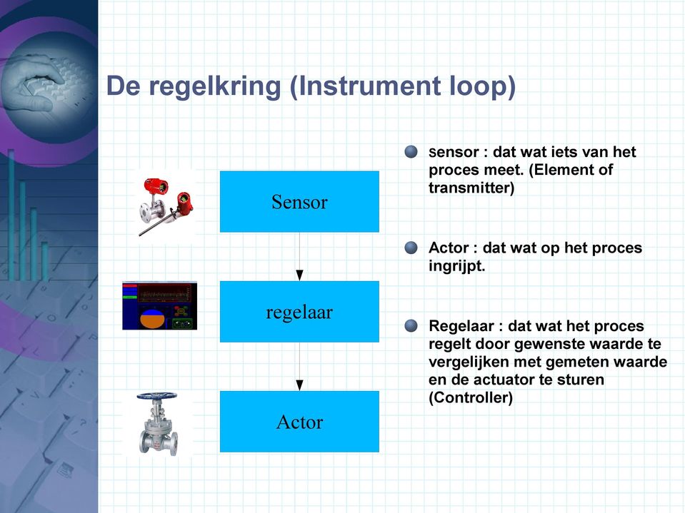 (Element of transmitter) Actor : dat wat op het proces ingrijpt.