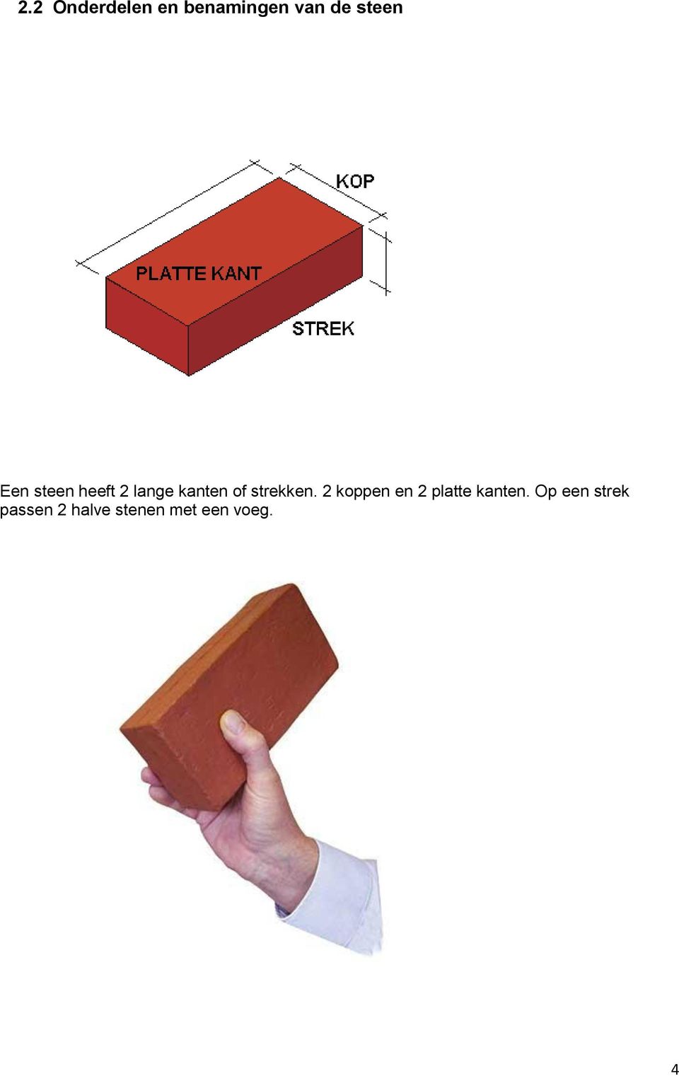 strekken. 2 koppen en 2 platte kanten.