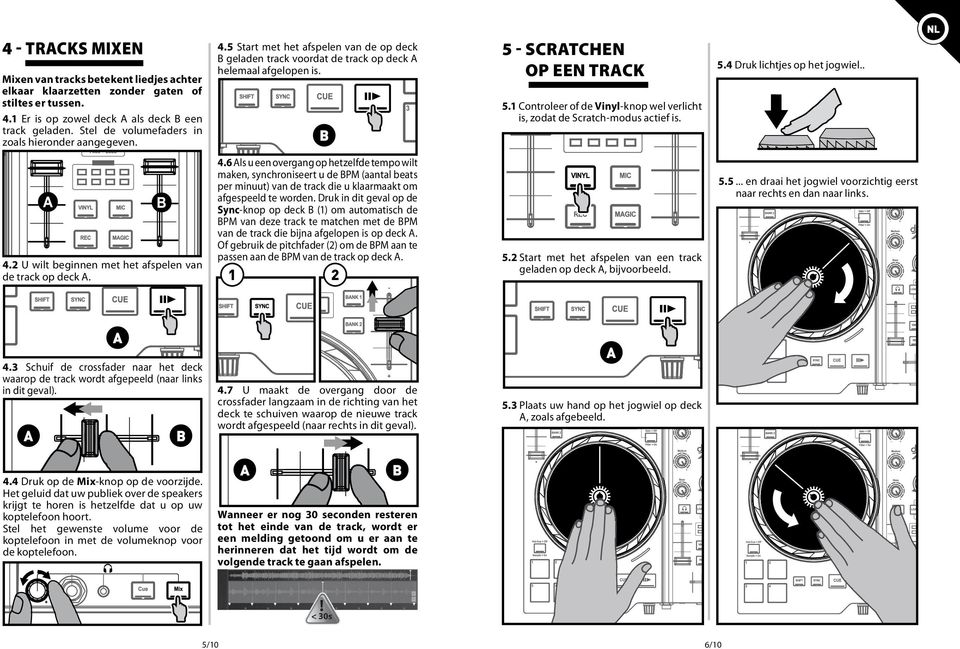 4.4 Druk op de Mix-knop op de voorzijde. Het geluid dat uw publiek over de speakers krijgt te horen is hetzelfde dat u op uw koptelefoon hoort.