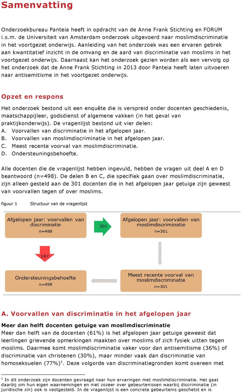 Daarnaast kan het onderzoek gezien worden als een vervolg op het onderzoek dat de Anne Frank Stichting in 2013 door Panteia heeft laten uitvoeren naar antisemitisme in het voortgezet onderwijs.