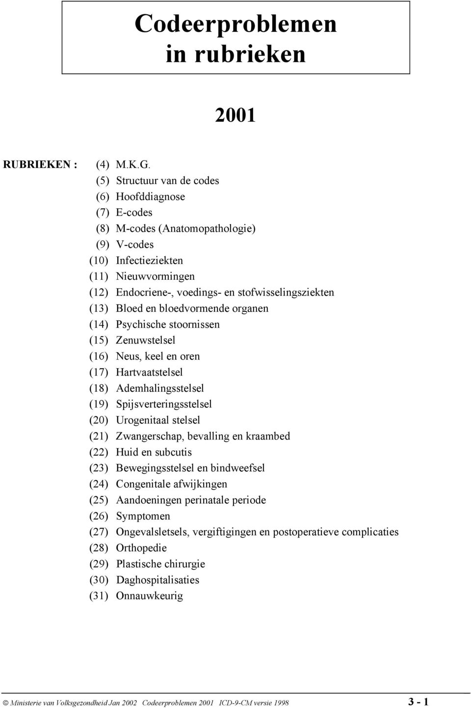 Bloed en bloedvormende organen (14) Psychische stoornissen (15) Zenuwstelsel (16) Neus, keel en oren (17) Hartvaatstelsel (18) Ademhalingsstelsel (19) Spijsverteringsstelsel (20) Urogenitaal stelsel