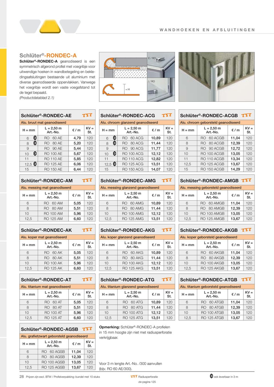 bruut mat geanodiseerd 6 3 O 60 AE 4,79 120 8 3 O 80 AE 5,20 120 9 O 90 AE 5,44 120 10 3 O 100 AE 5,67 120 11 O 110 AE 5,85 120 12,5 3 O 125 AE 6,06 120 15 O 150 AE 6,44 120 Schlüter -ONDEC-AM Alu.