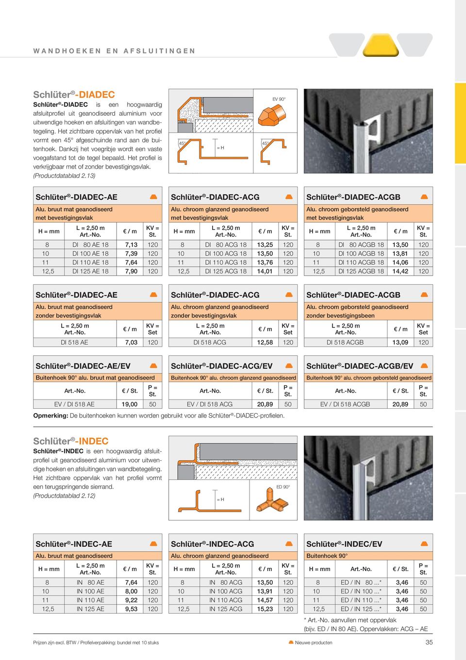 Het profi el is verkrĳ gbaar met of zonder bevestigingsvlak. (Productdatablad 2.13) 45 45 EV 90 Schlüter -DIADEC-AE Schlüter -DIADEC-ACG Schlüter -DIADEC-ACGB Alu.