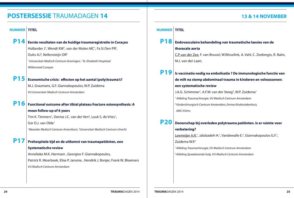 Balm, Universitair Medisch Centrum Groningen, 2 St. Elisabeth Hospitaal M.J. van der Laan; P5 Willemstad Curaçao Economische crisis: effecten op het aantal (poly)trauma s? M.J. Graumans, G.F.