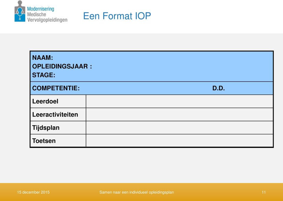 D. Leerdoel Leeractiviteiten Tijdsplan