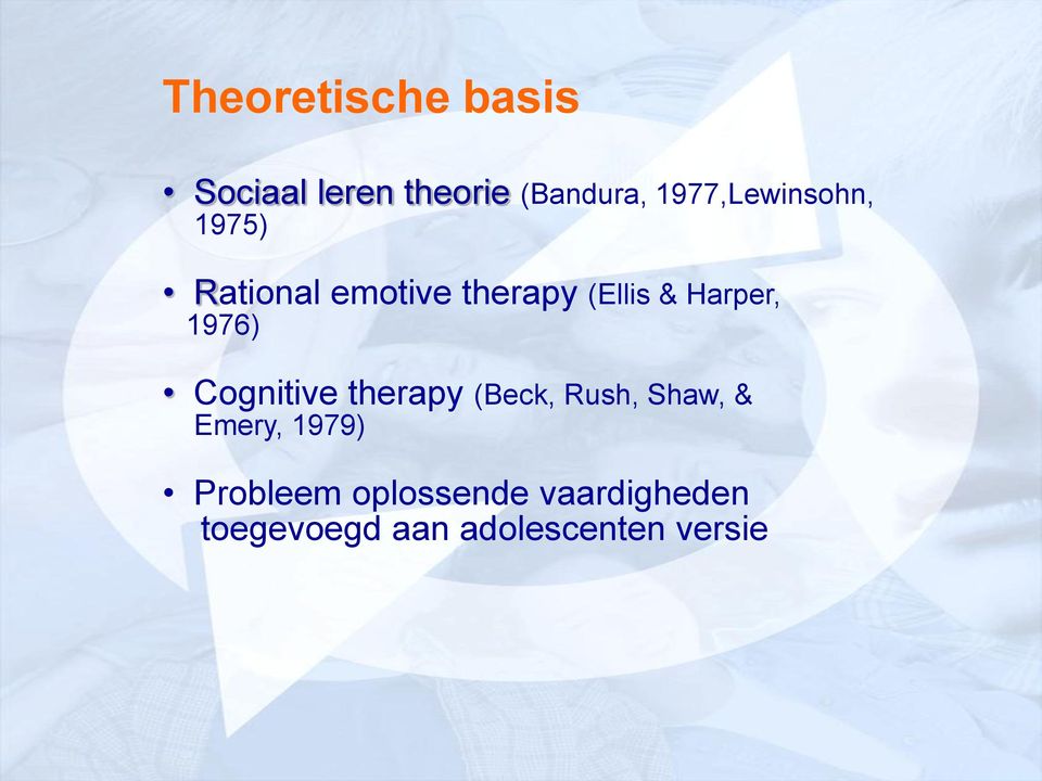 Harper, 1976) Cognitive therapy (Beck, Rush, Shaw, & Emery,