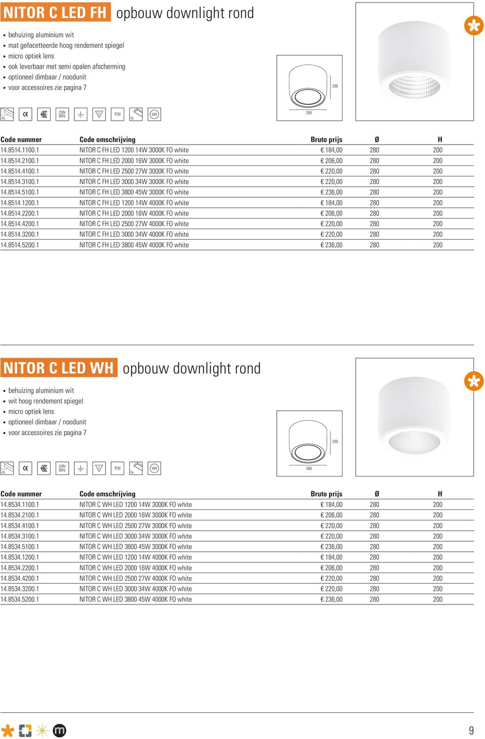 1 NITOR C F ED 2000 16W 3000K FO white 206,00 280 200 14.8514.4100.1 NITOR C F ED 2500 27W 3000K FO white,00 280 200 14.8514.3100.1 NITOR C F ED 3000 34W 3000K FO white,00 280 200 14.8514.5100.