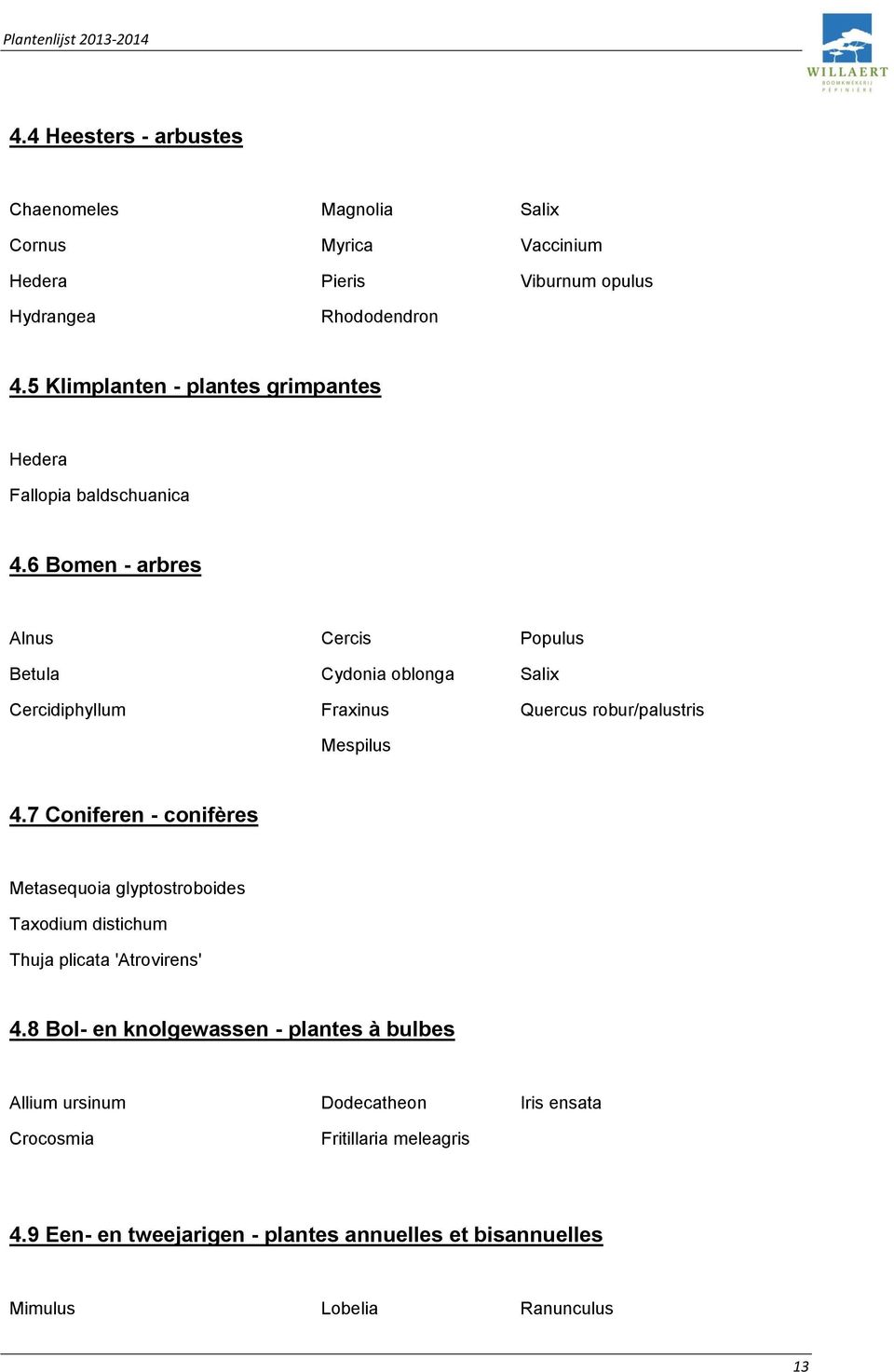 6 Bomen - arbres Alnus Cercis Populus Betula Cydonia oblonga Salix Cercidiphyllum Fraxinus Quercus robur/palustris Mespilus 4.