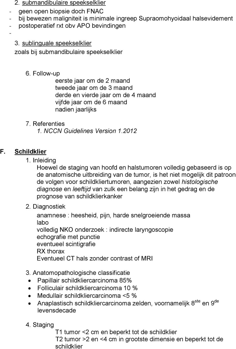 NCCN Guidelines Version 1.2012 F.