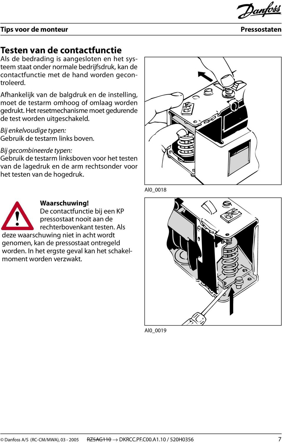 Pressostaten REFRIGERATION AND AIR CONDITIONING. Tips voor de monteur - PDF  Gratis download