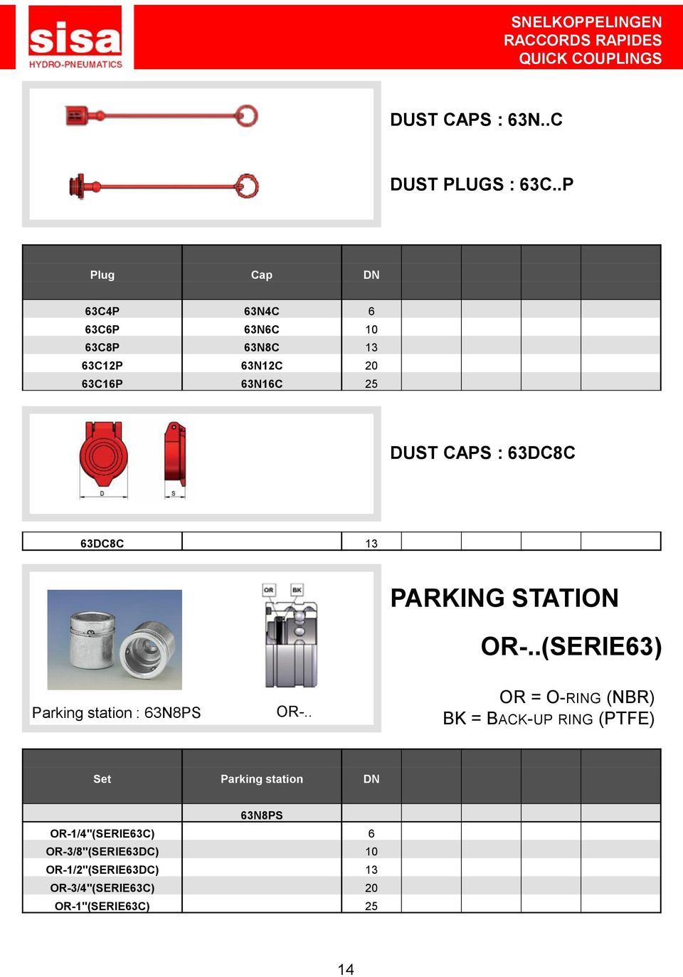 CAPS : 63DC8C 63DC8C 13 PARKING STATION OR-..(SERIE63) Parking station : 63N8PS OR-.