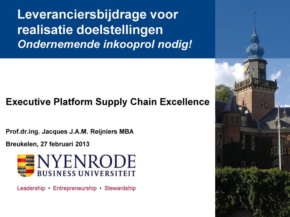 Executive Platform Supply Chain Excellence Prof.dr.ing.