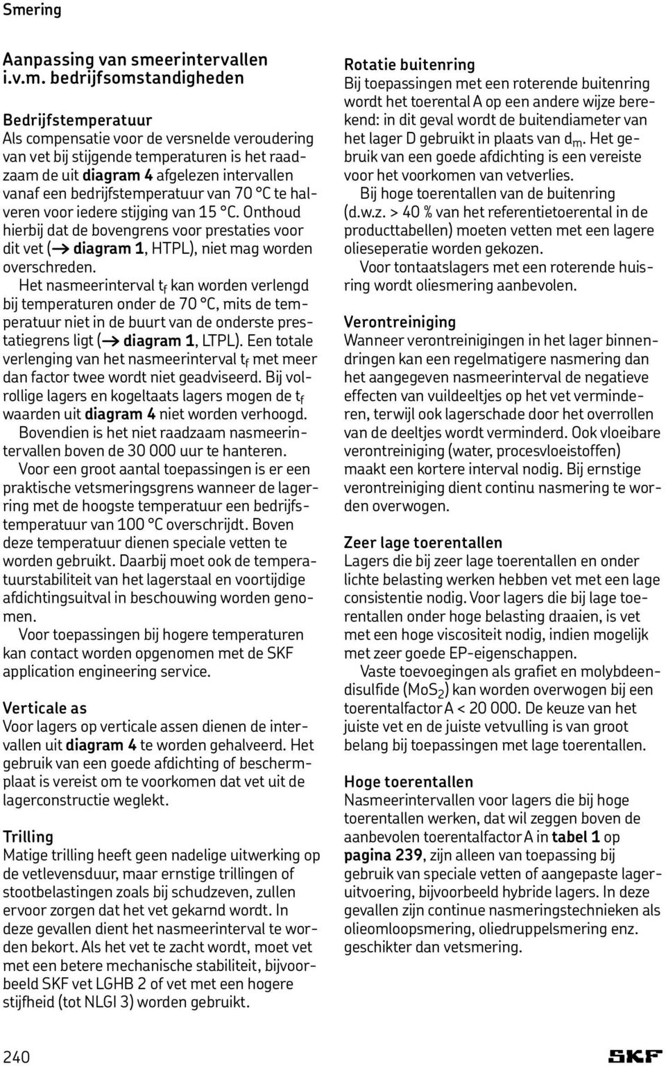 Onthoud hierbij dat de bovengrens voor prestaties voor dit vet ( diagram 1, HTPL), niet mag worden overschreden.