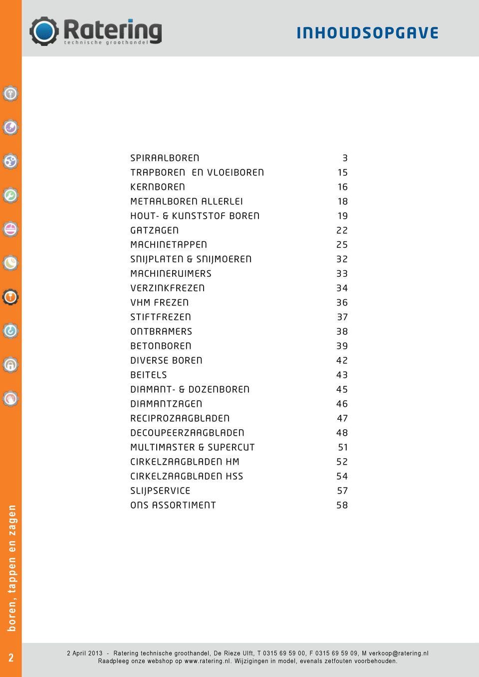 43 DIAMANT- & DOZENBOREN 45 DIAMANTZAGEN 46 RECIPROZAAGBLADEN 47 DECOUPEERZAAGBLADEN 48 MULTIMASTER & SUPERCUT 51 CIRKELZAAGBLADEN HM 52