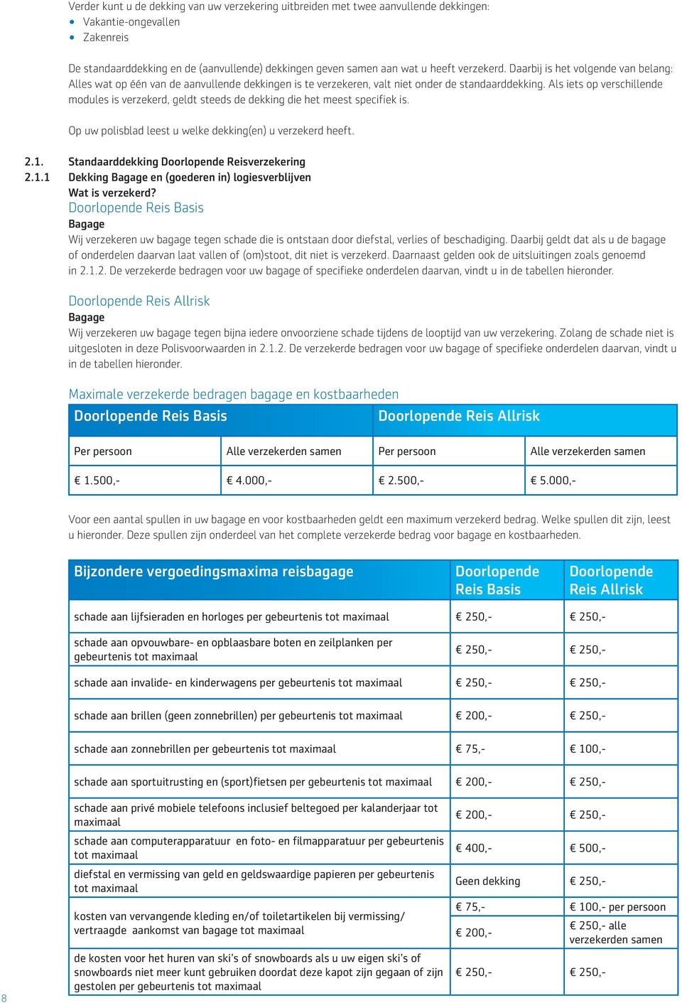 Als iets op verschillende modules is verzekerd, geldt steeds de dekking die het meest specifiek is. Op uw polisblad leest u welke dekking(en) u verzekerd heeft. 2.1.