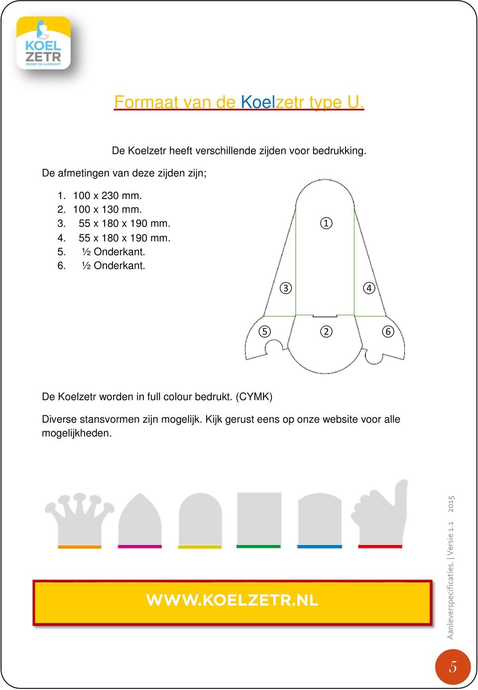 . 55 x 80 x 90 mm. 5. ½ Onderkant. 6. ½ Onderkant. 5 6 De Koelzetr worden in full colour bedrukt.