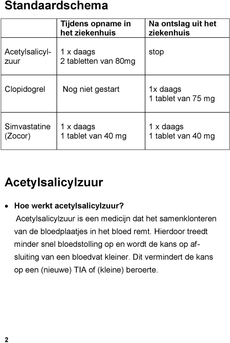 werkt acetylsalicylzuur? Acetylsalicylzuur is een medicijn dat het samenklonteren van de bloedplaatjes in het bloed remt.