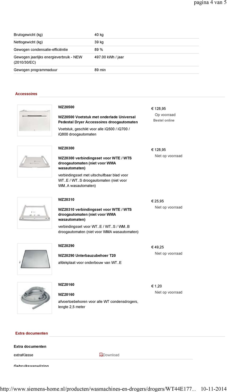 voorraad Bestel online WZ20300 WZ20300 verbindingsset voor WTE / WTS droogautomaten (niet voor WMA