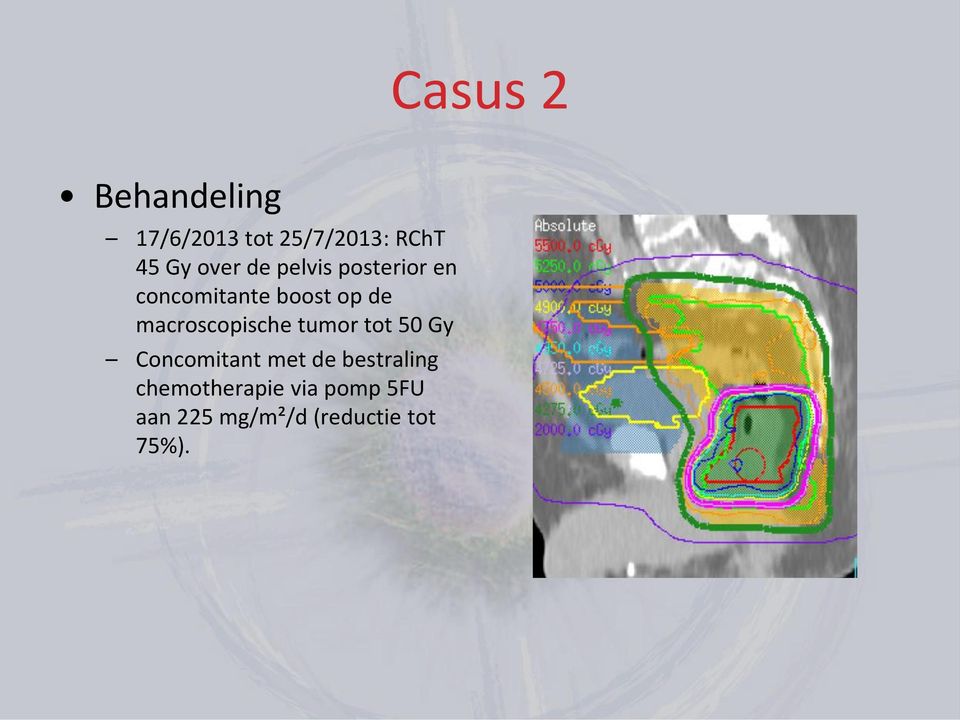 macroscopische tumor tot 50 Gy Concomitant met de