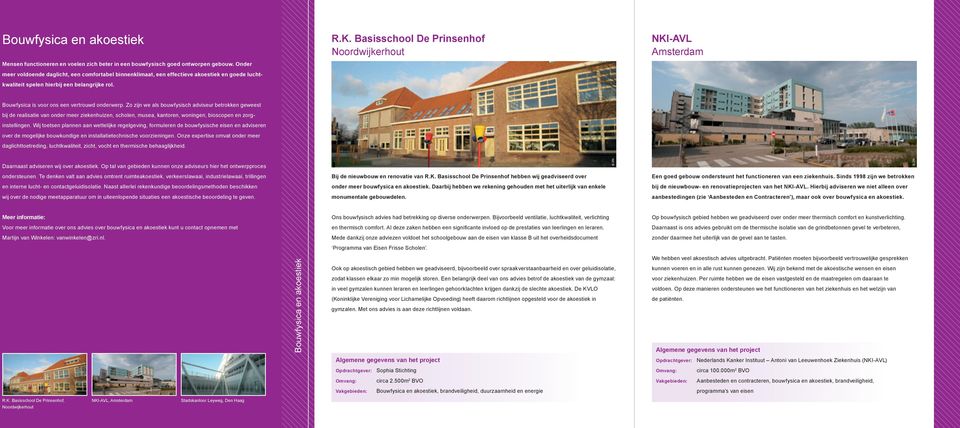 Basisschool De Prinsenhof Noordwijkerhout NKI-AVL Amsterdam Bouwfysica is voor ons een vertrouwd onderwerp.