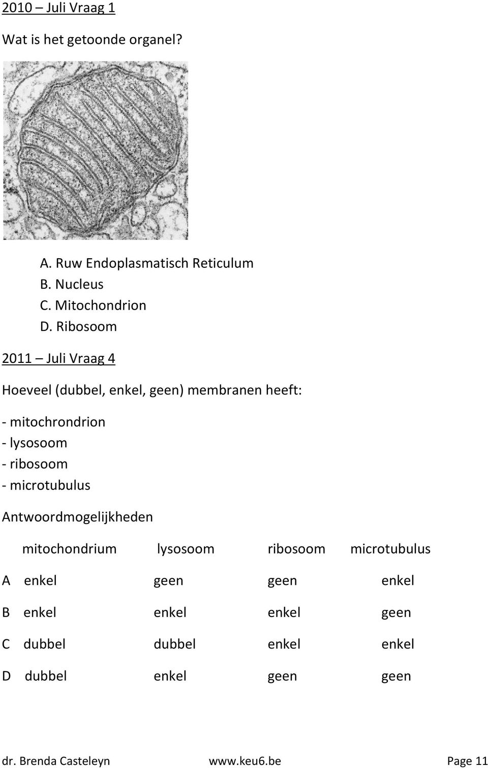 ribosoom - microtubulus Antwoordmogelijkheden mitochondrium lysosoom ribosoom microtubulus A enkel geen geen