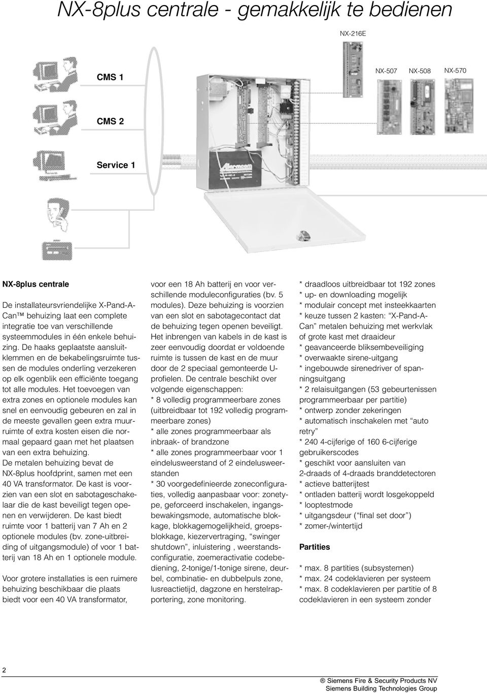 De haaks geplaatste aansluitklemmen en de bekabelingsruimte tussen de modules onderling verzekeren op elk ogenblik een efficiënte toegang tot alle modules.