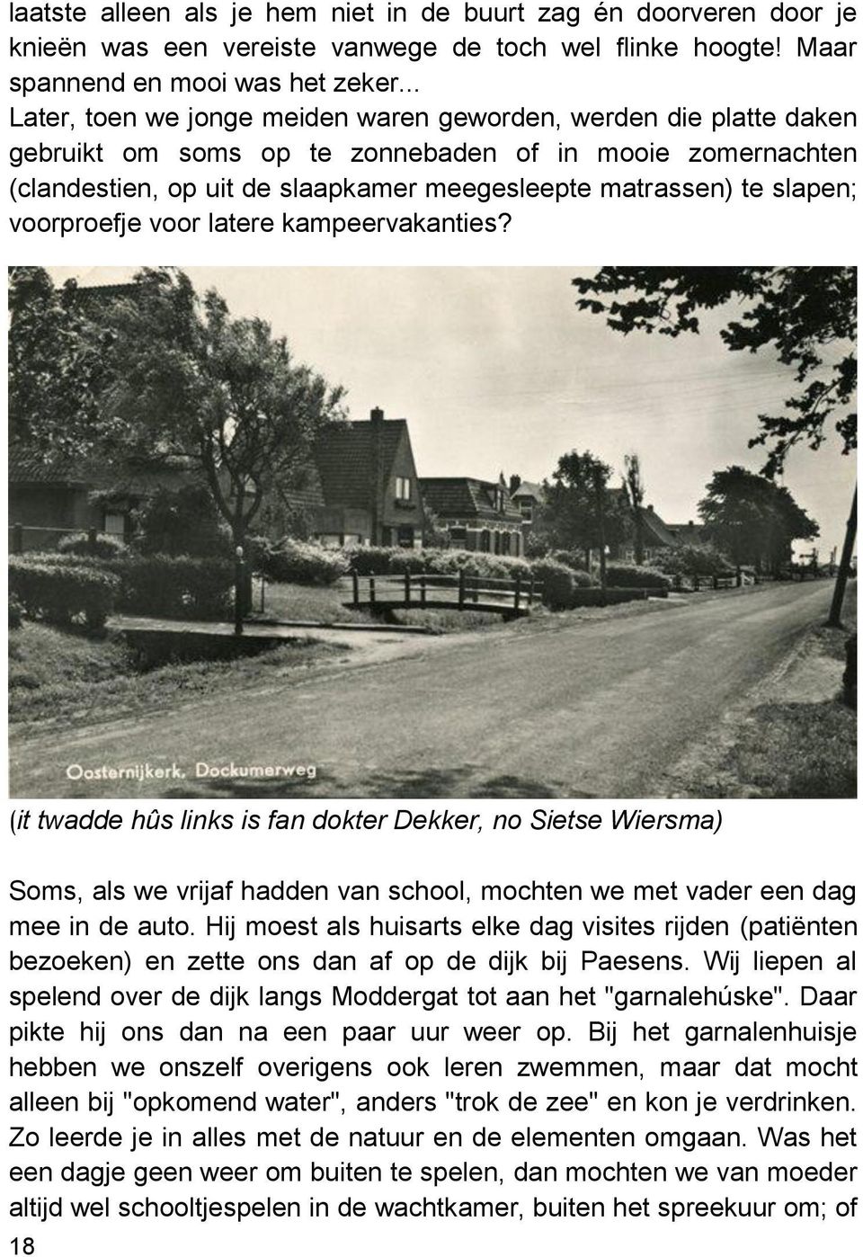 voorproefje voor latere kampeervakanties? (it twadde hûs links is fan dokter Dekker, no Sietse Wiersma) Soms, als we vrijaf hadden van school, mochten we met vader een dag mee in de auto.