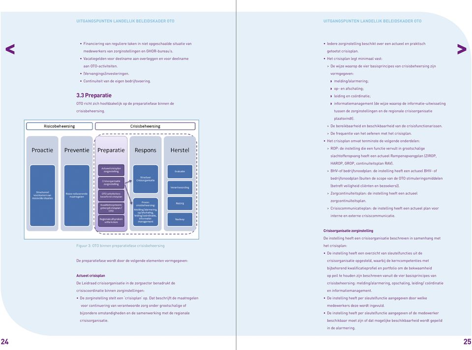 3 Preparatie OTO richt zich hoofdzakelijk op de preparatiefase binnen de crisisbeheersing. Iedere zorginstelling beschikt over een actueel en praktisch getoetst crisisplan.