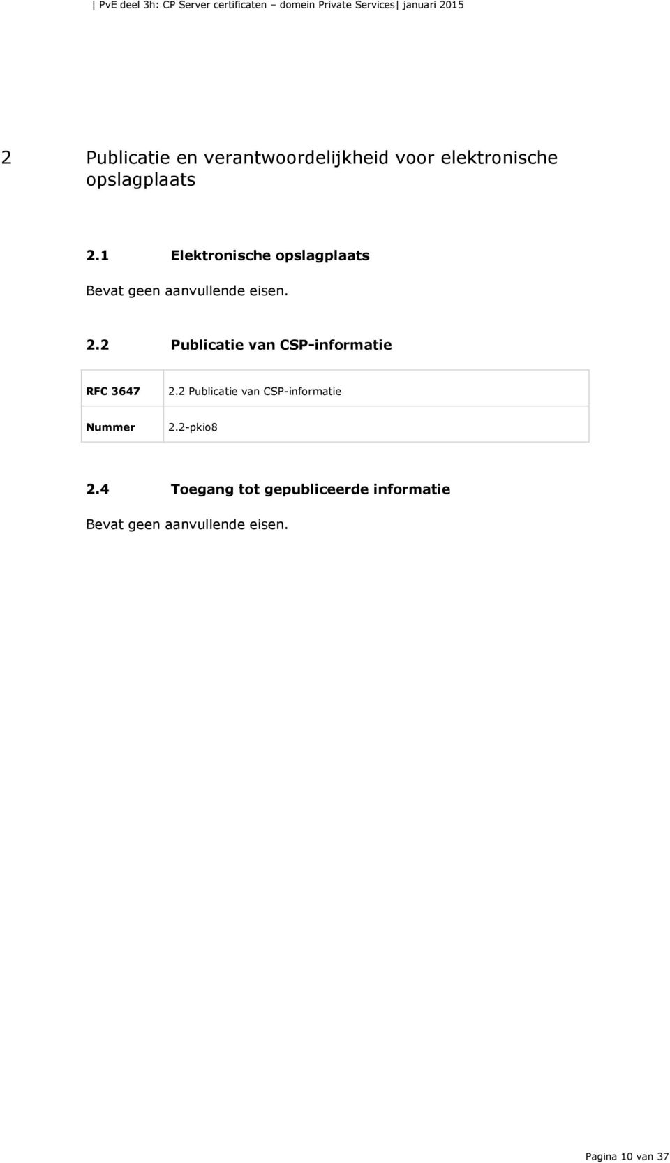 2 Publicatie van CSP-informatie 2.