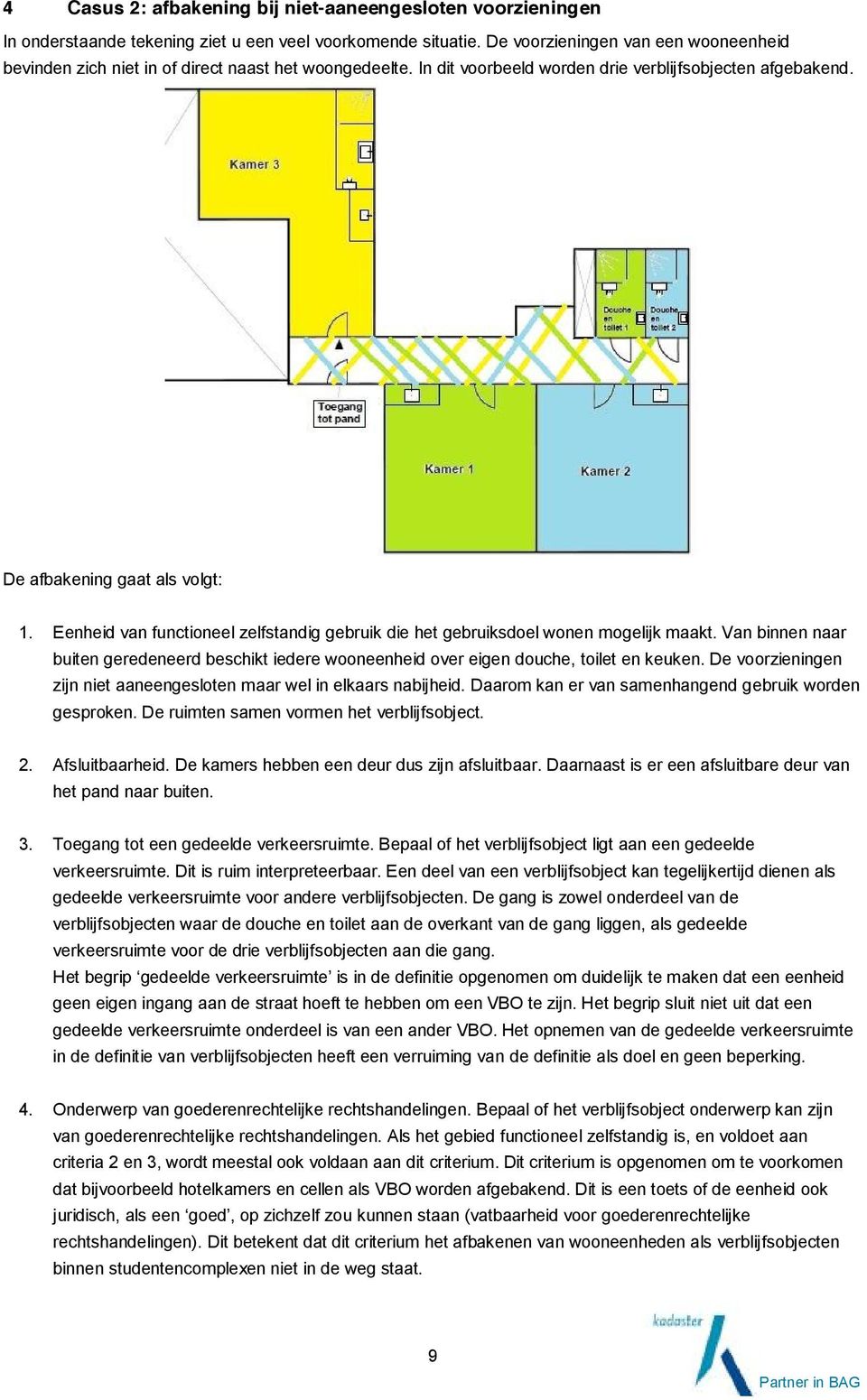 Eenheid van functioneel zelfstandig gebruik die het gebruiksdoel wonen mogelijk maakt. Van binnen naar buiten geredeneerd beschikt iedere wooneenheid over eigen douche, toilet en keuken.