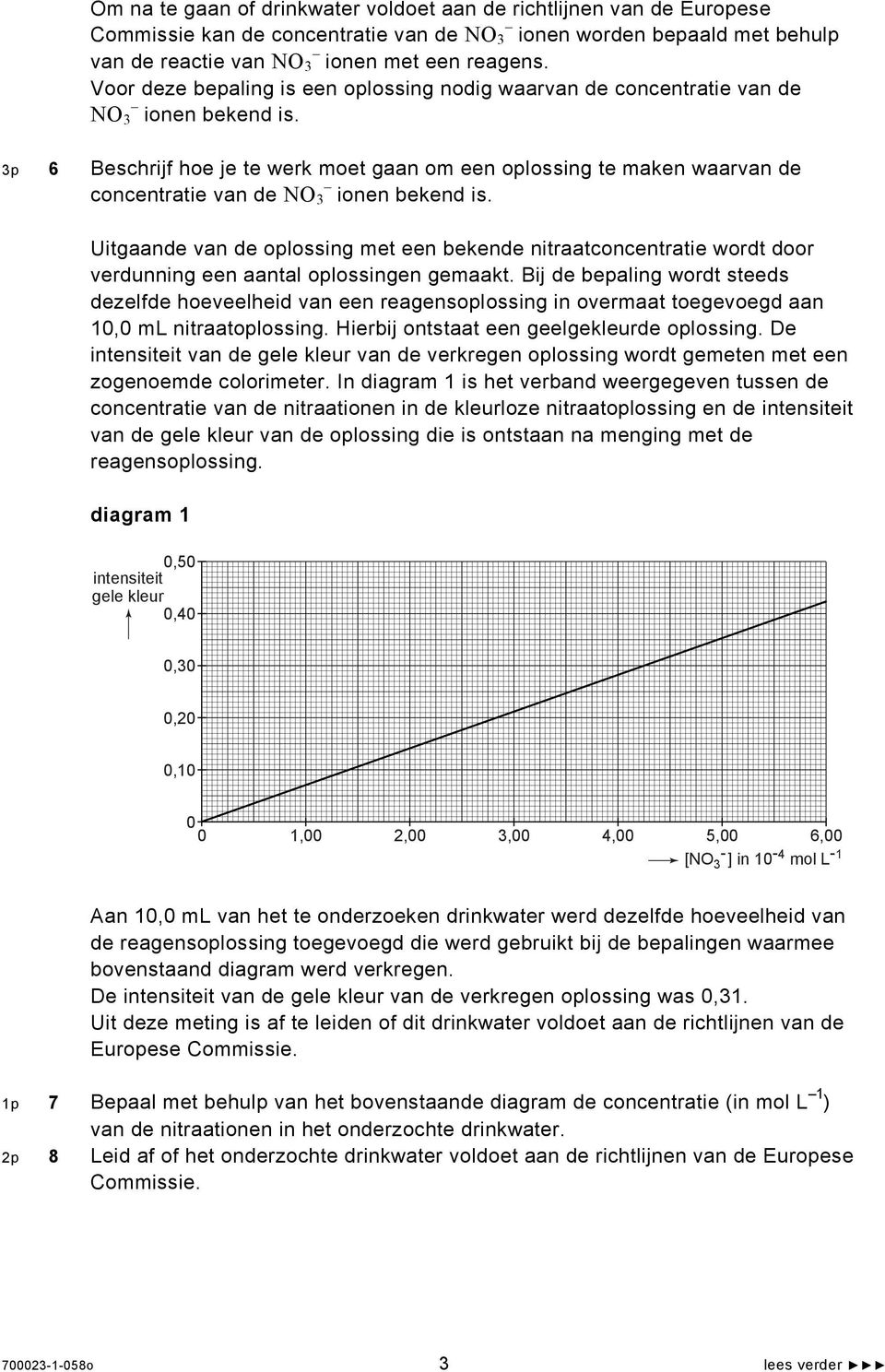 3p 6 Beschrijf hoe je te werk moet gaan om een oplossing te maken waarvan de concentratie van de NO 3 ionen bekend is.