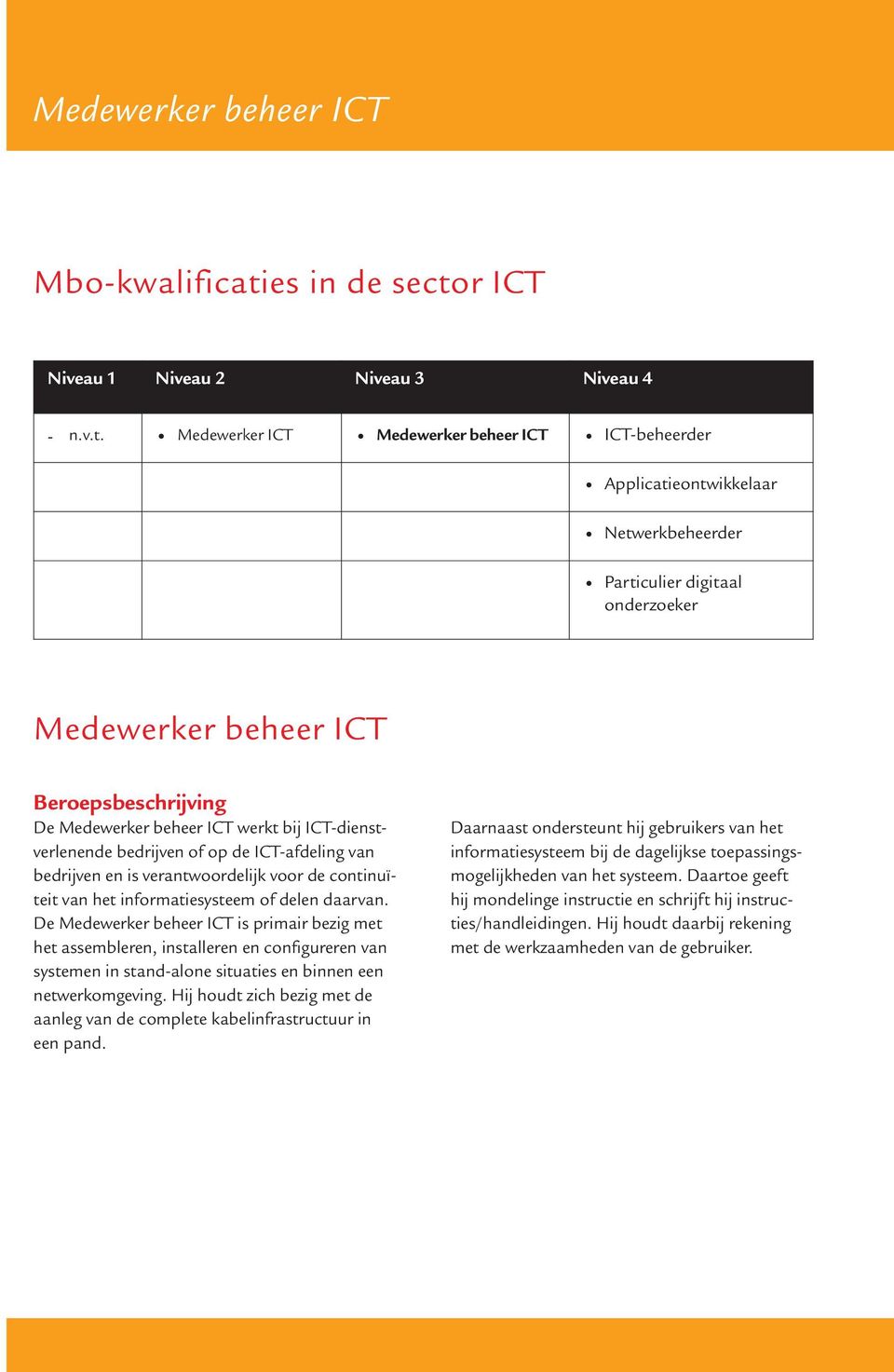 r ICT Niveau 1 Niveau 2 Niveau 3 Niveau 4 - n.v.t.